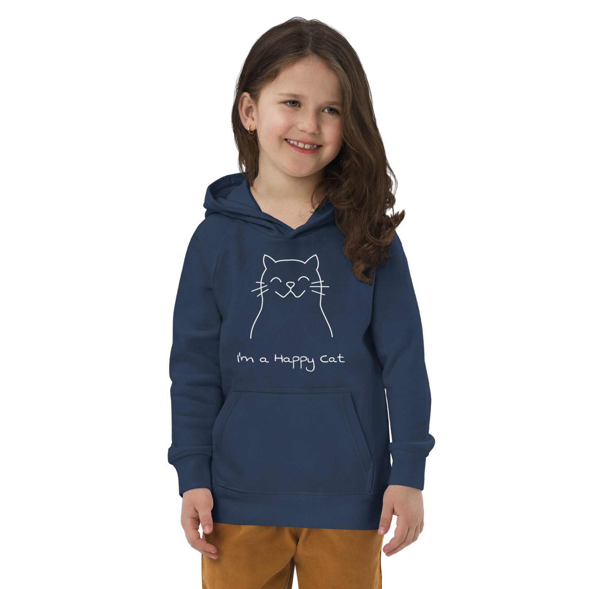 Kids eco hoodie, “Happy Cat”