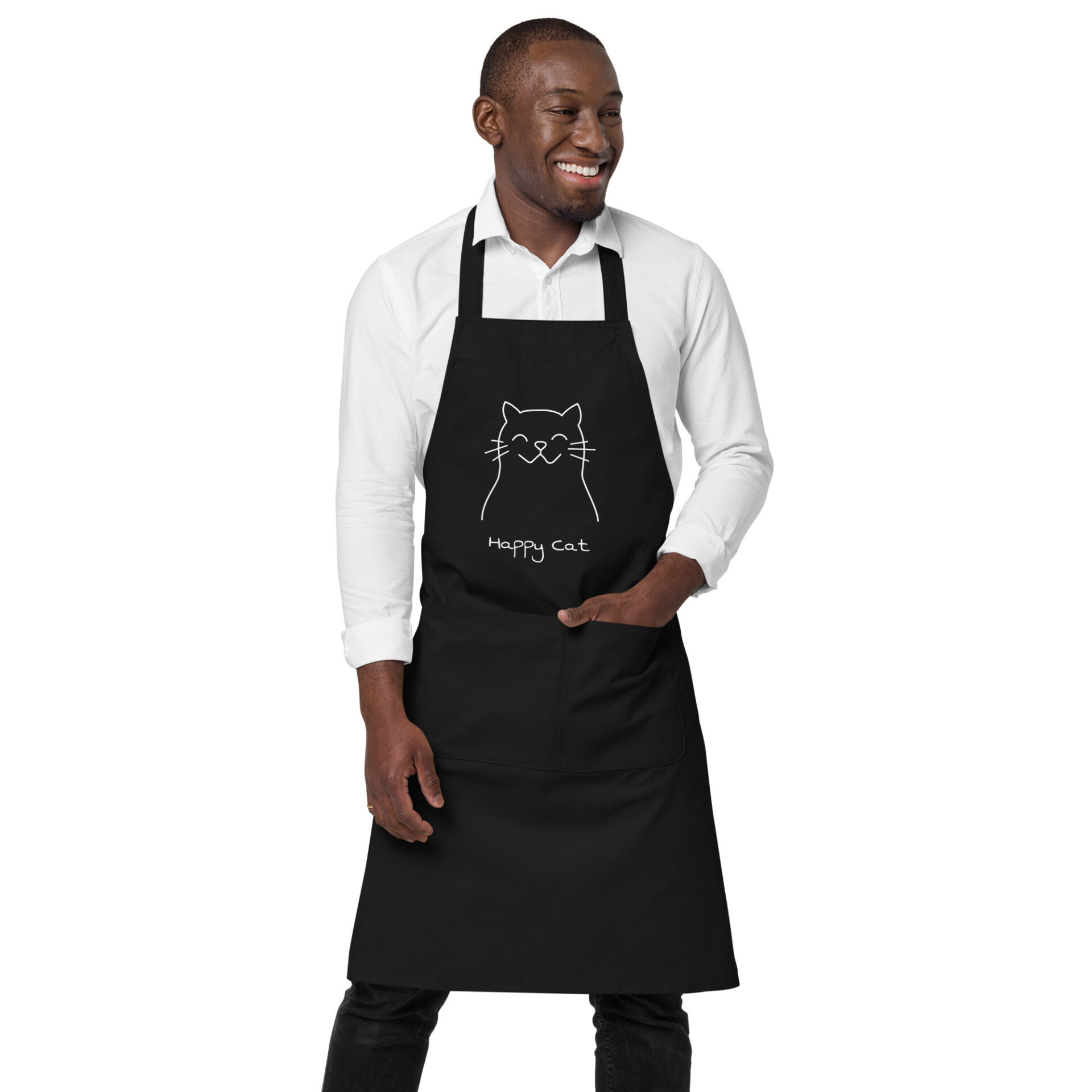 Organic cotton apron, “Happy Cat”
