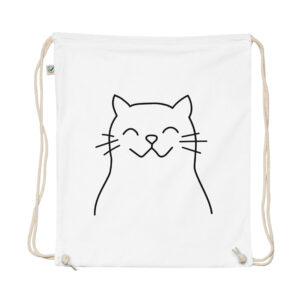 Organic cotton drawstring bag, “Happy Cat”