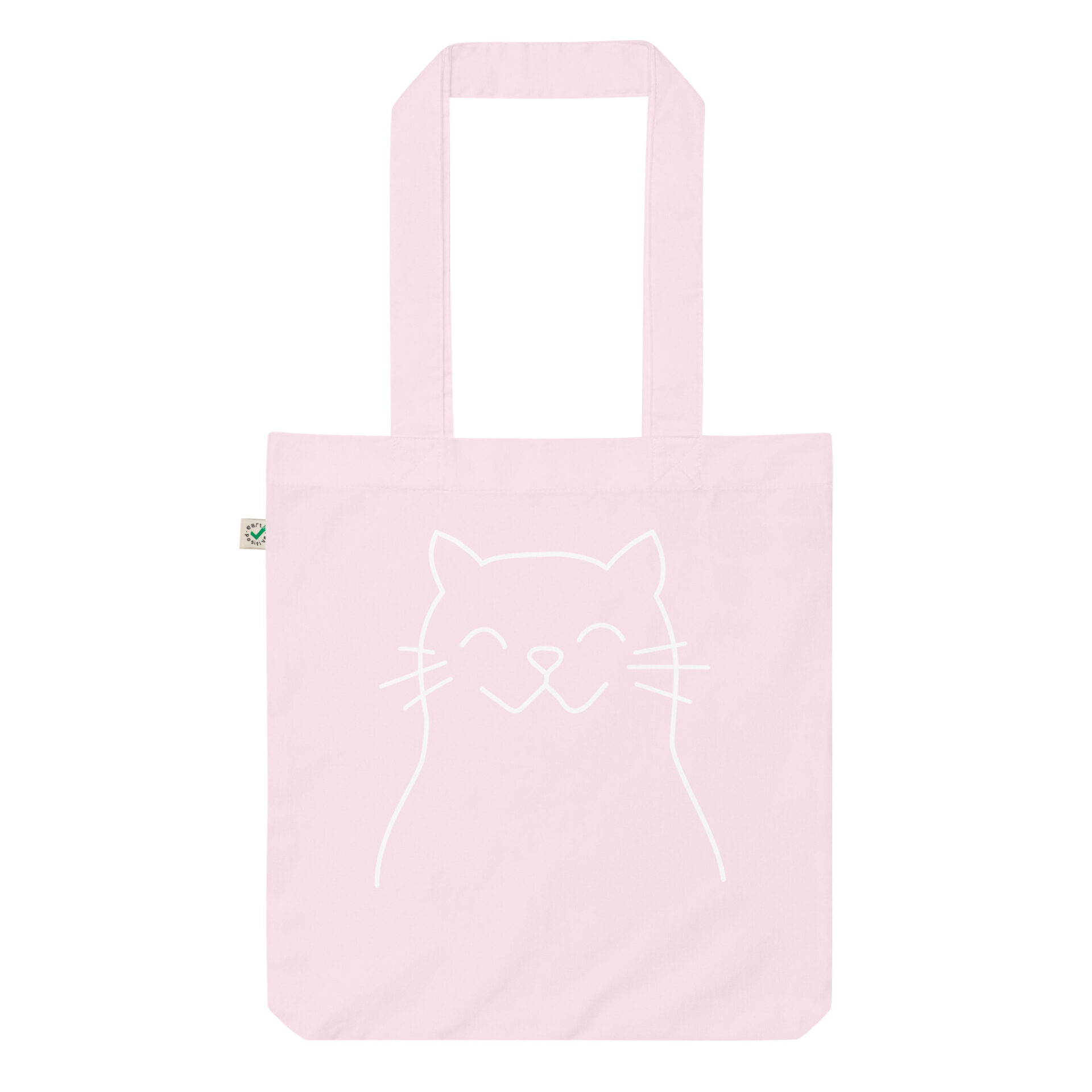 Organic fashion tote bag, “Happy Cat” – Candy Pink
